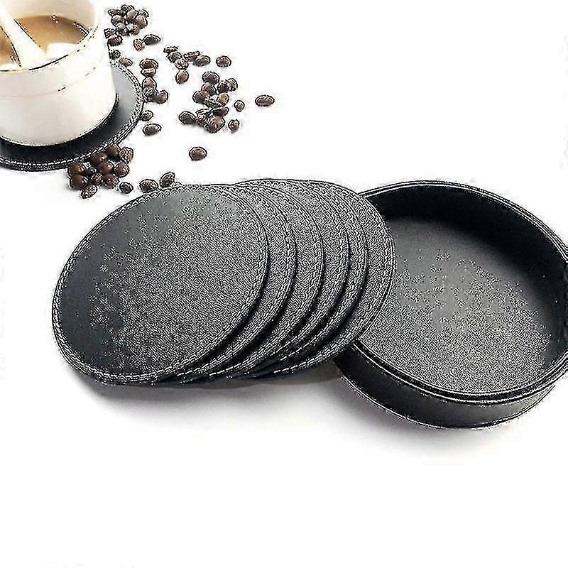 6pcブラックレザードリンクコースター家庭用&キッチン用