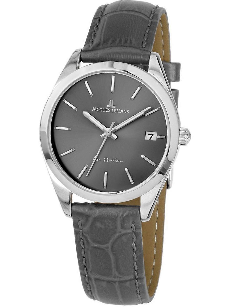 Jacques Lemans Grå Äkta Läder La Passion 1-2084A Damklocka