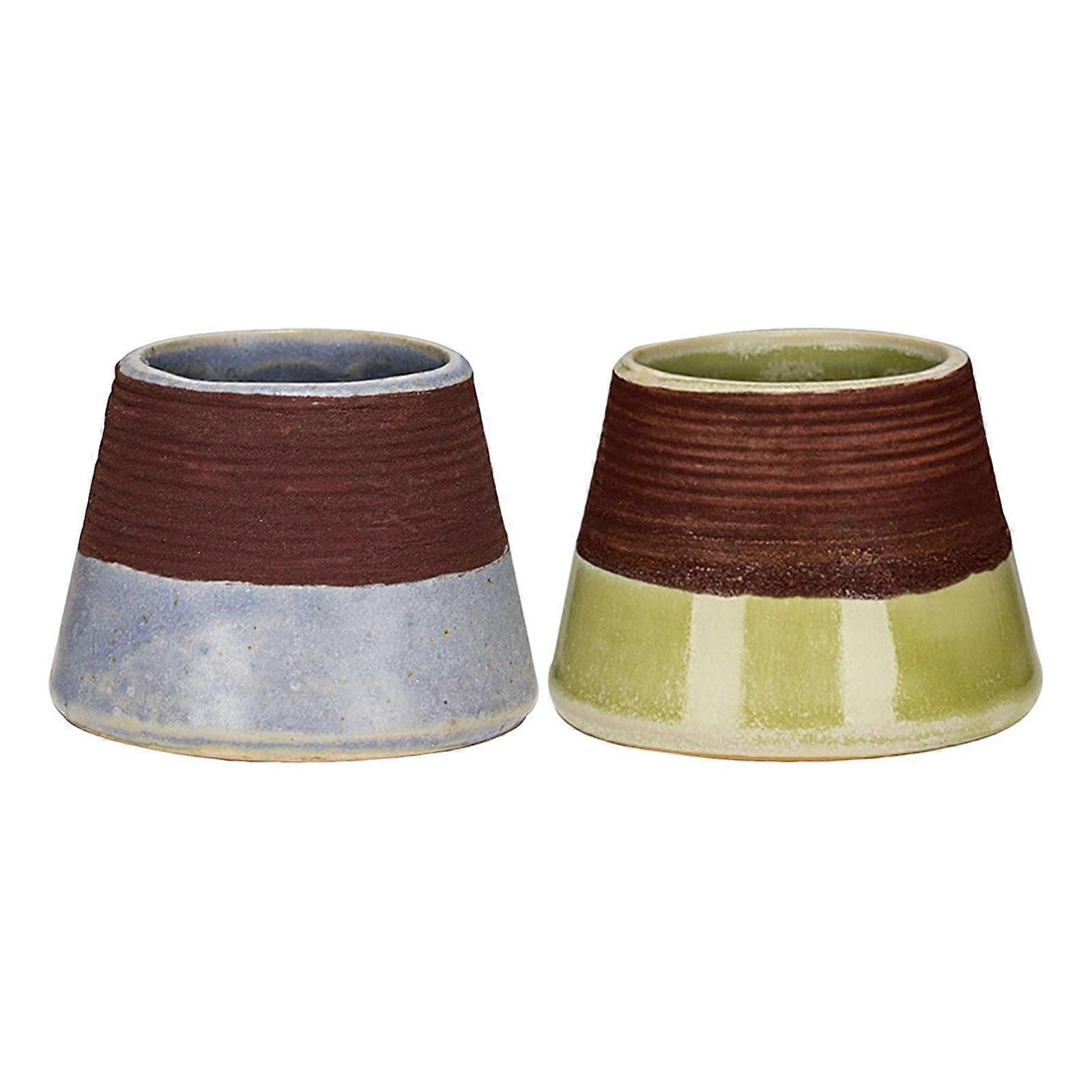 2 Ceramic Retro Match Holder for Fireplace with Storage Pot