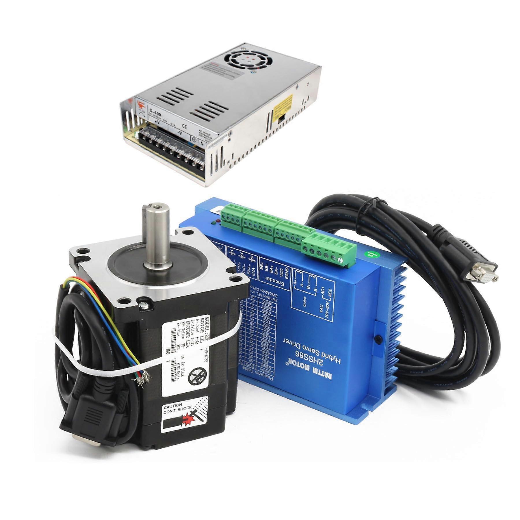 4.5N.m Nema34 Closed Loop Stepper Servo Motor CNC Kit 86x86x82mm 6A with 400W 60V DC Power Supply