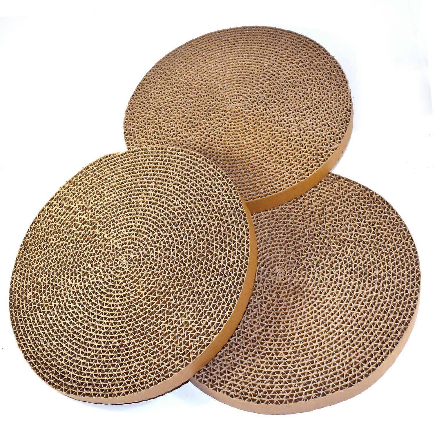 3Pack Round Cat Scratcher Refill 10'' Round Scratch Pads for Cats Refill with Ball
