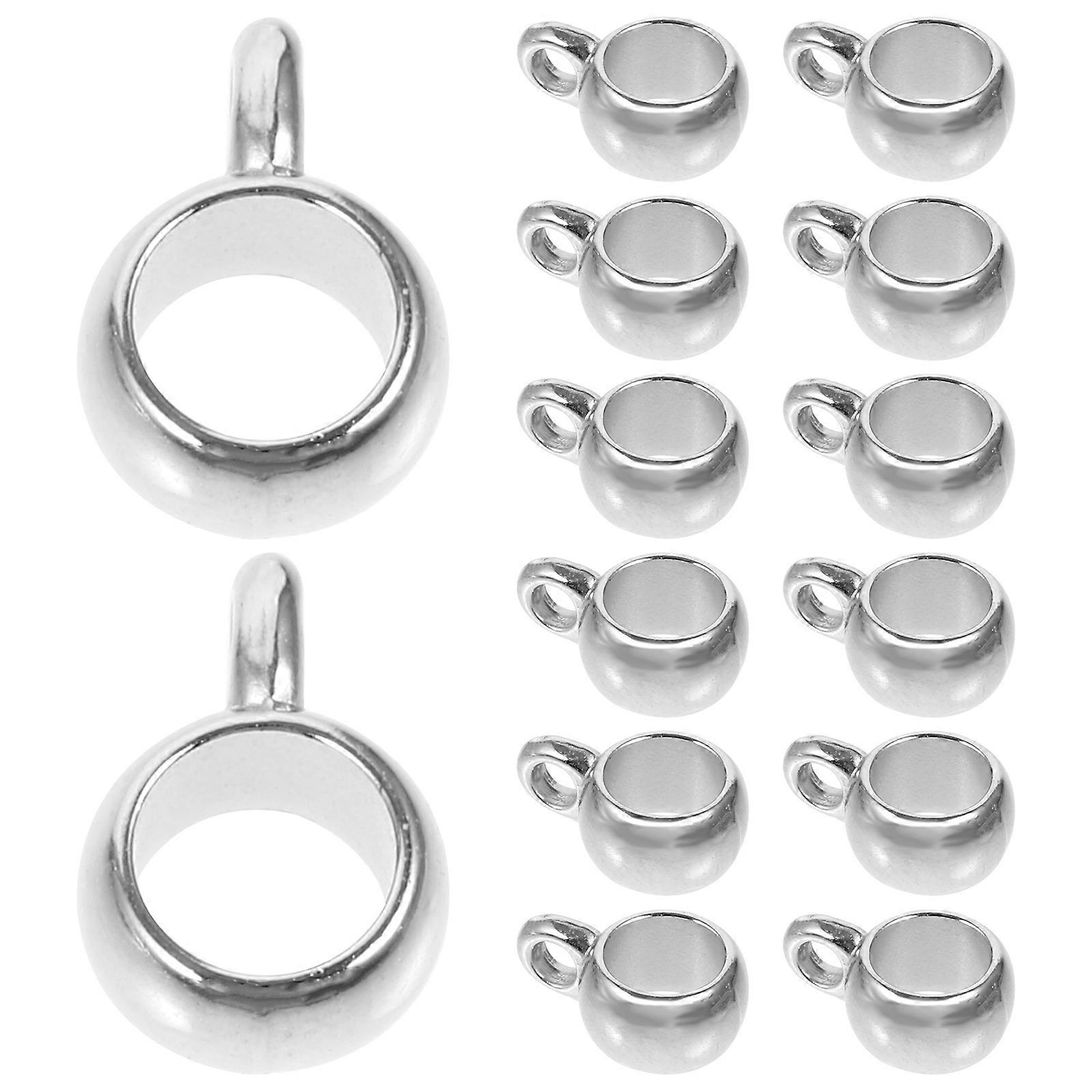 100pcs Large Hole Beads Pendant Accessories for DIY Jewelry Making Silver Loop Dangler Pendants for Necklaces, Crafts, and Creative Projects