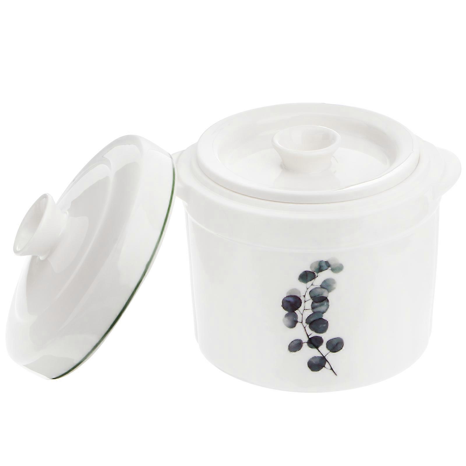 Ceramic Stew Pot with Double Handles, Microwave & Dishwasher Safe, Adorable Design, Non Slip Bottom for Dips and Sauces