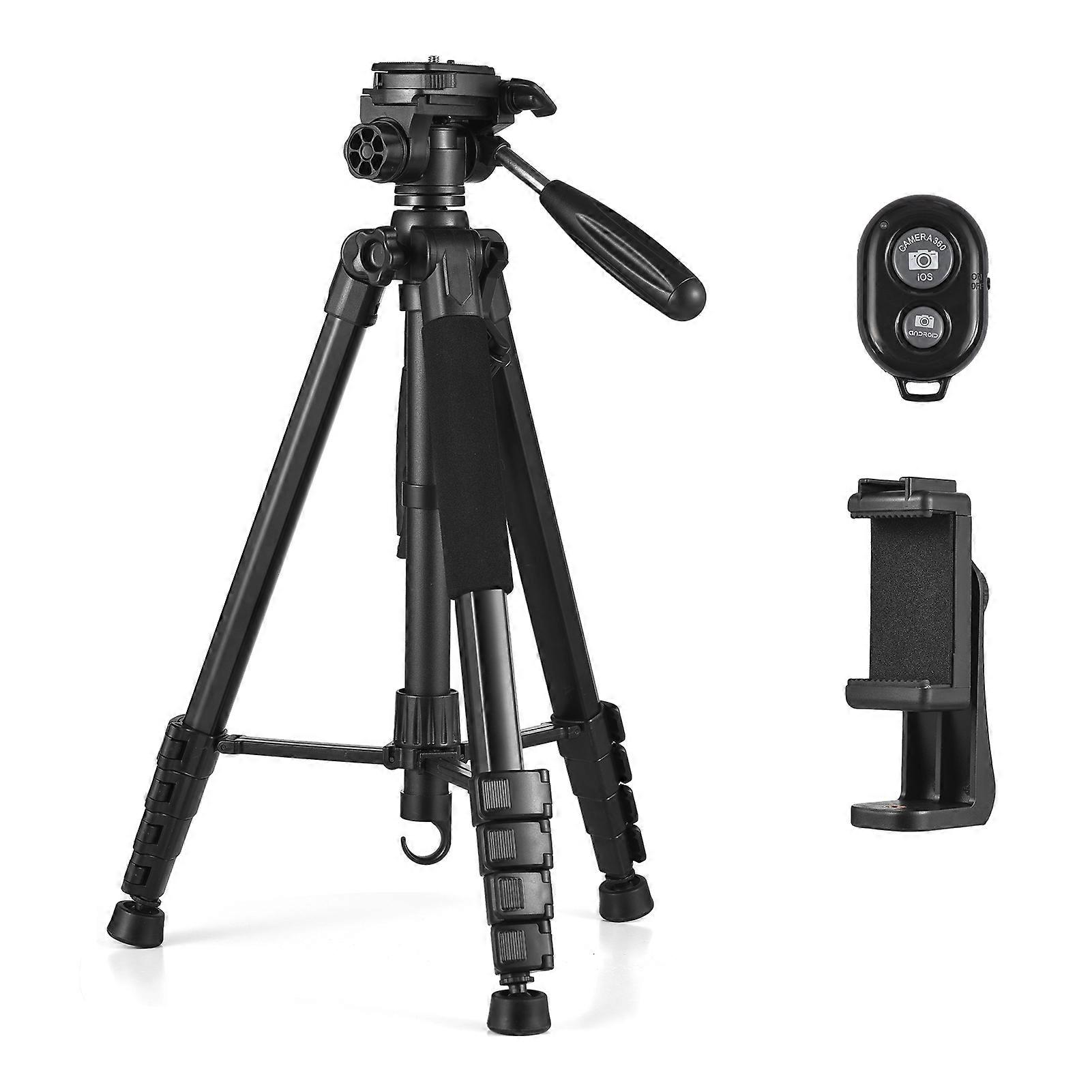 Andoer 1.88M/74in Photography Tripod Camera Tripod Stand Aluminum Alloy 360° Rotatable 5kg/11lbs Load Capacity 1/4 Inch Screw Connection with Phone C