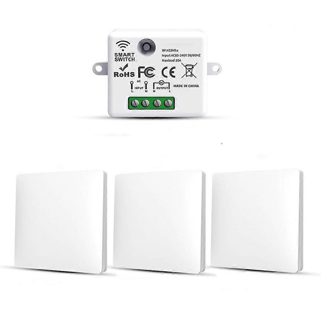 RF433 3 Pack Wireless Remote Control Light Switch with Transmitter and Receiver Controller, 10A 240V