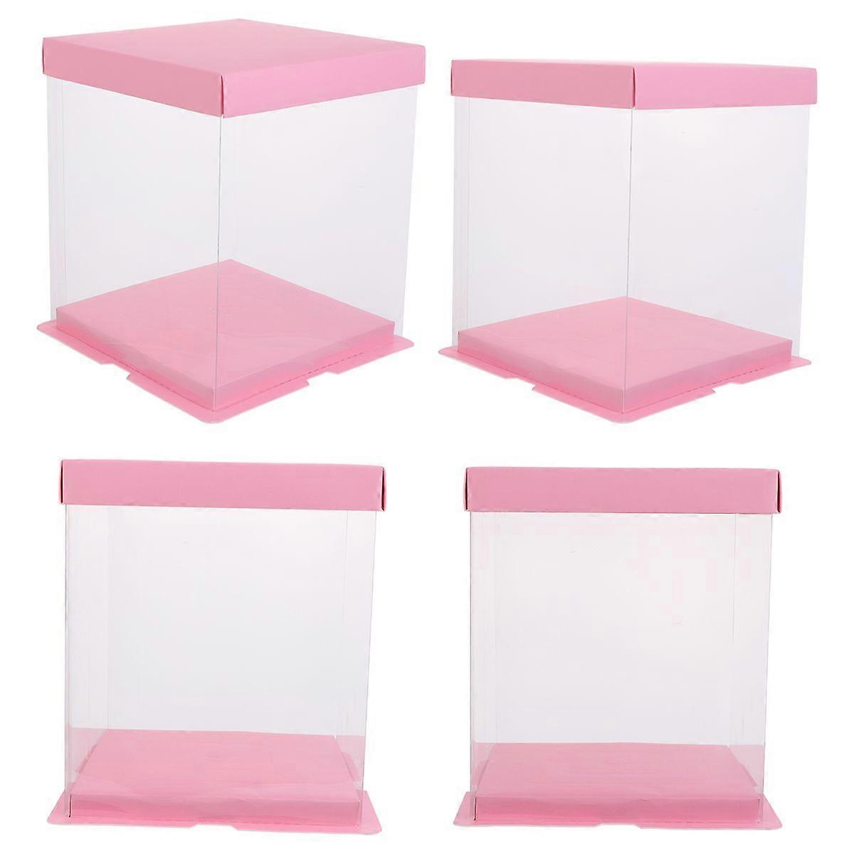 Cake Packaging Box Container Elegant Square Storage For Birthday Parties 4Pcs