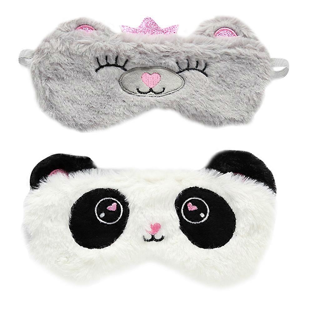 Eye Mask Sleeping Funny Character Sleeping Mask Oval Shape Panda Bear Eye Patches 2Pack For Any Place Affected by Light