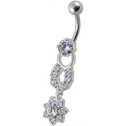 Fancy Silver Star Round Shape Dangling Belly Ring