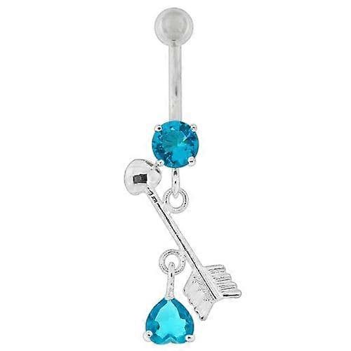 Arrow With Heart Dangling Belly Button Ring