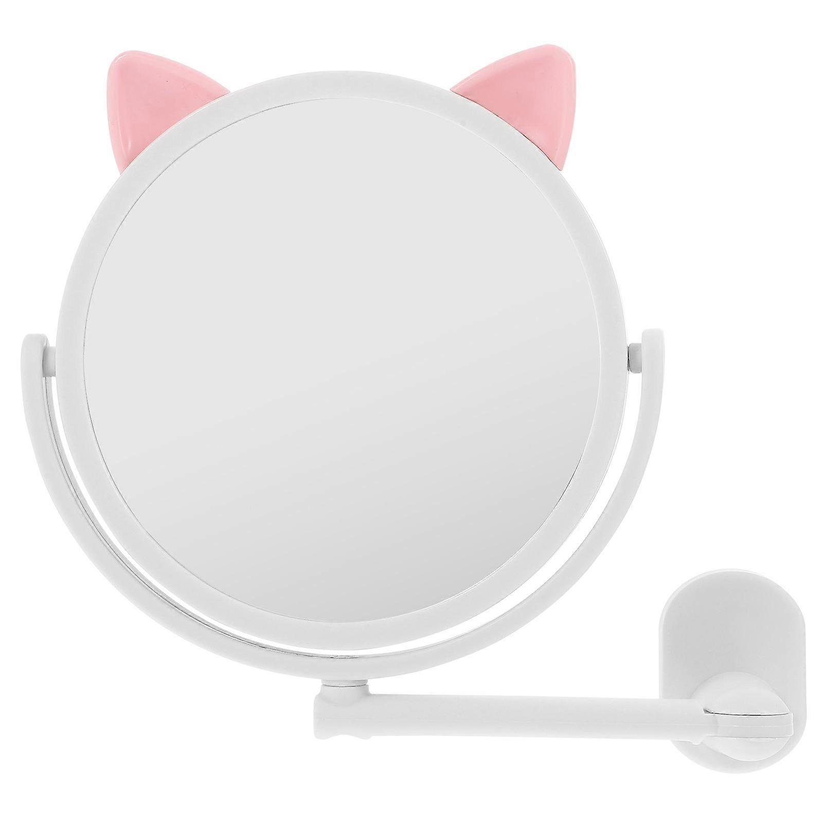 Wall Mounted Cosmetic Mirror Adjustable Foldable High Clear Not Easy to Fog for Home Bathroom Hotel White 1Set