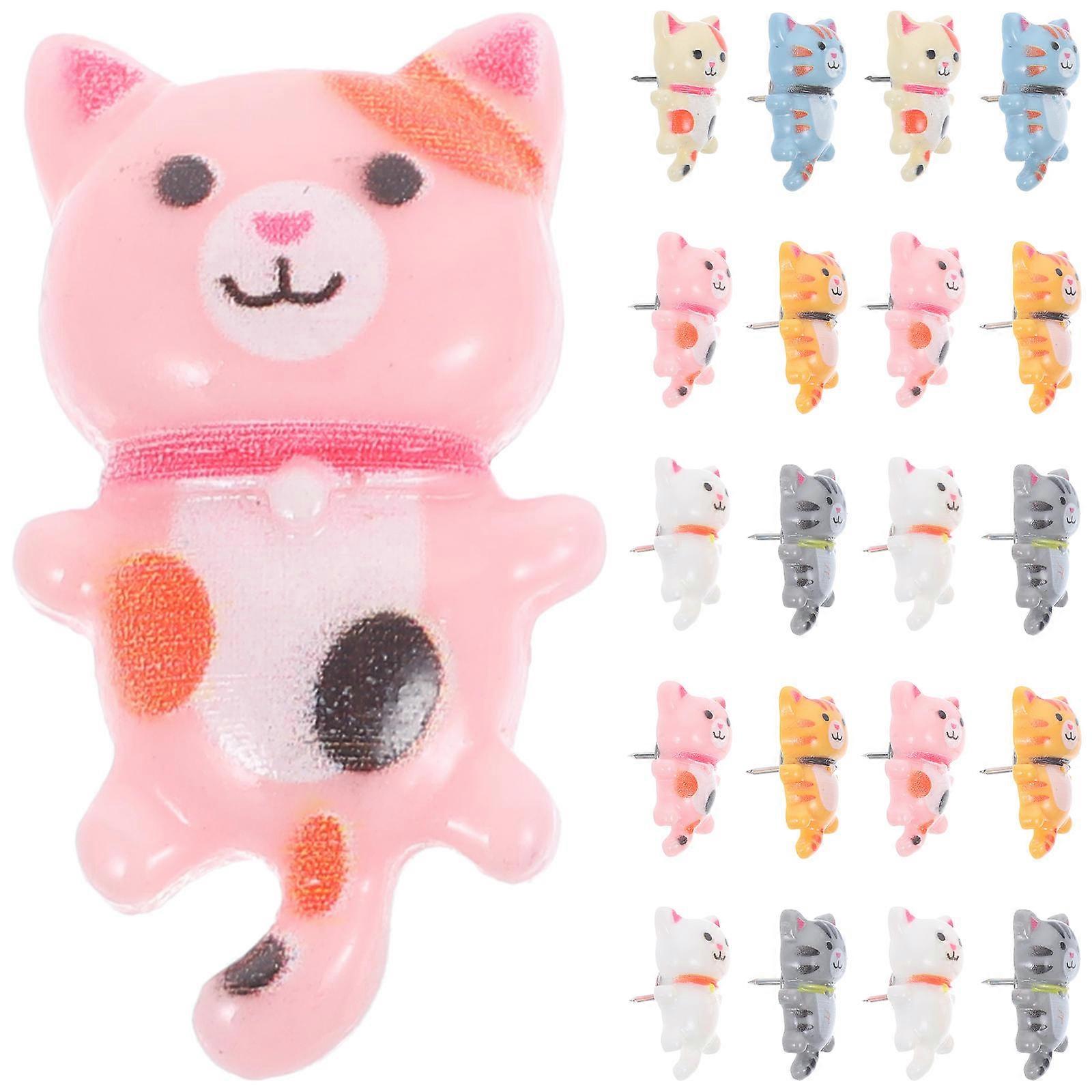 Cartoon Push Pin Cat Push Pin Decorative Bulletin Board Use Assorted Color 2.6x1.5cm Photo Wall 50Pcs