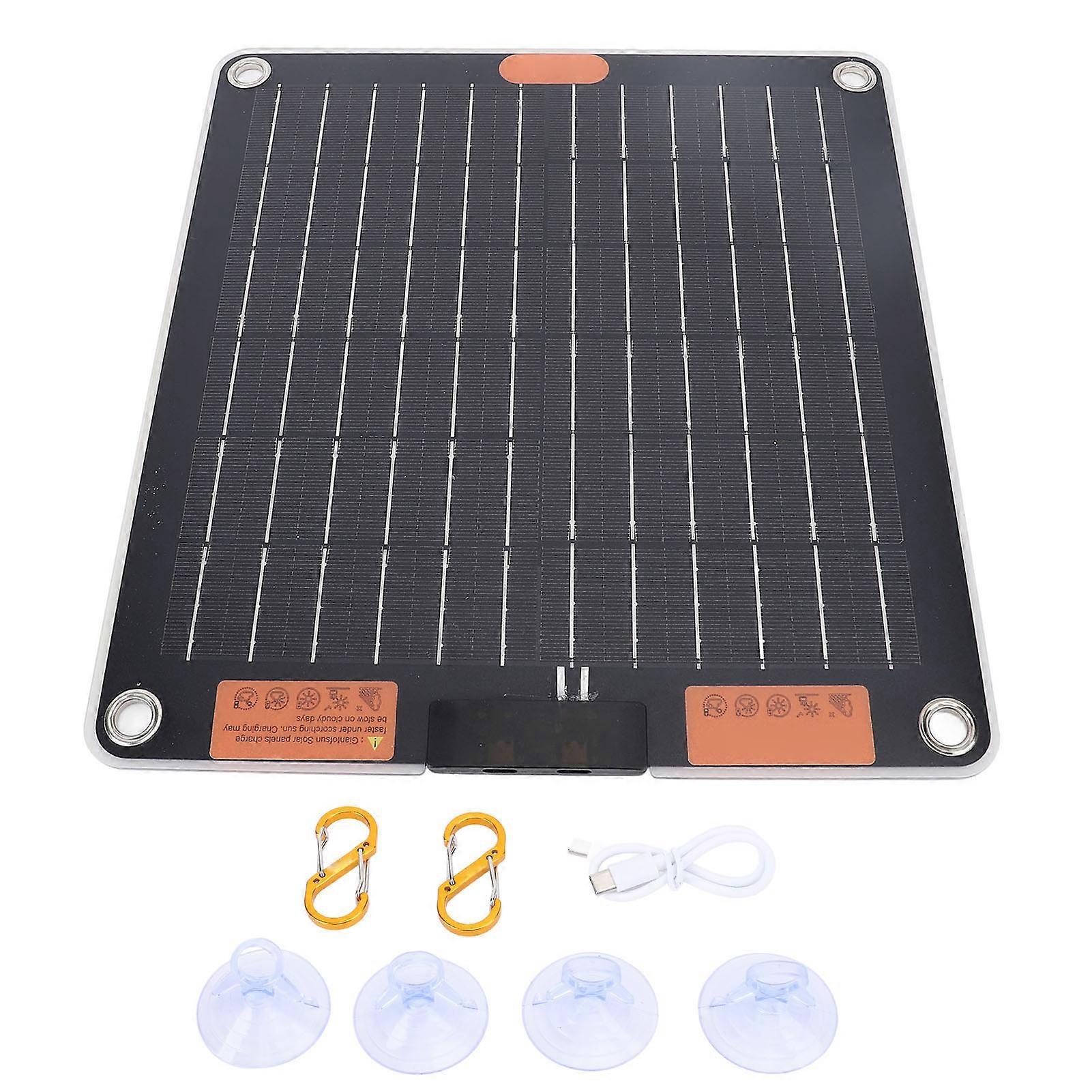 20W Double-Sided Solar Panel, Dual Output TYPE-C 5V 2A, Ultra-Thin, Portable, for Travel and Camping