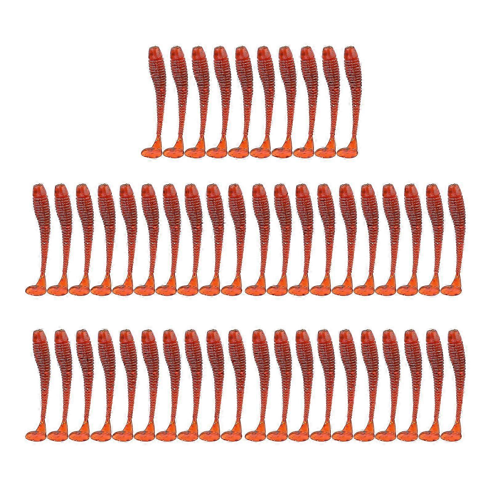 50pcs 5cm רך פלסטיק דיג פיתיונות זנב T תולעת Grub פיתיונות דגים להתמודד עם אביזר אדום