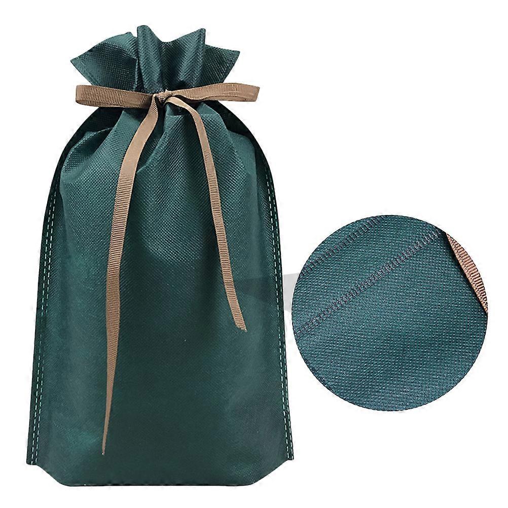 present Packaging Bag Non-woven Fabric Drawstring Closure Multi-Functional Rectangular Dark Green 33x22cm Women Men 10Pcs