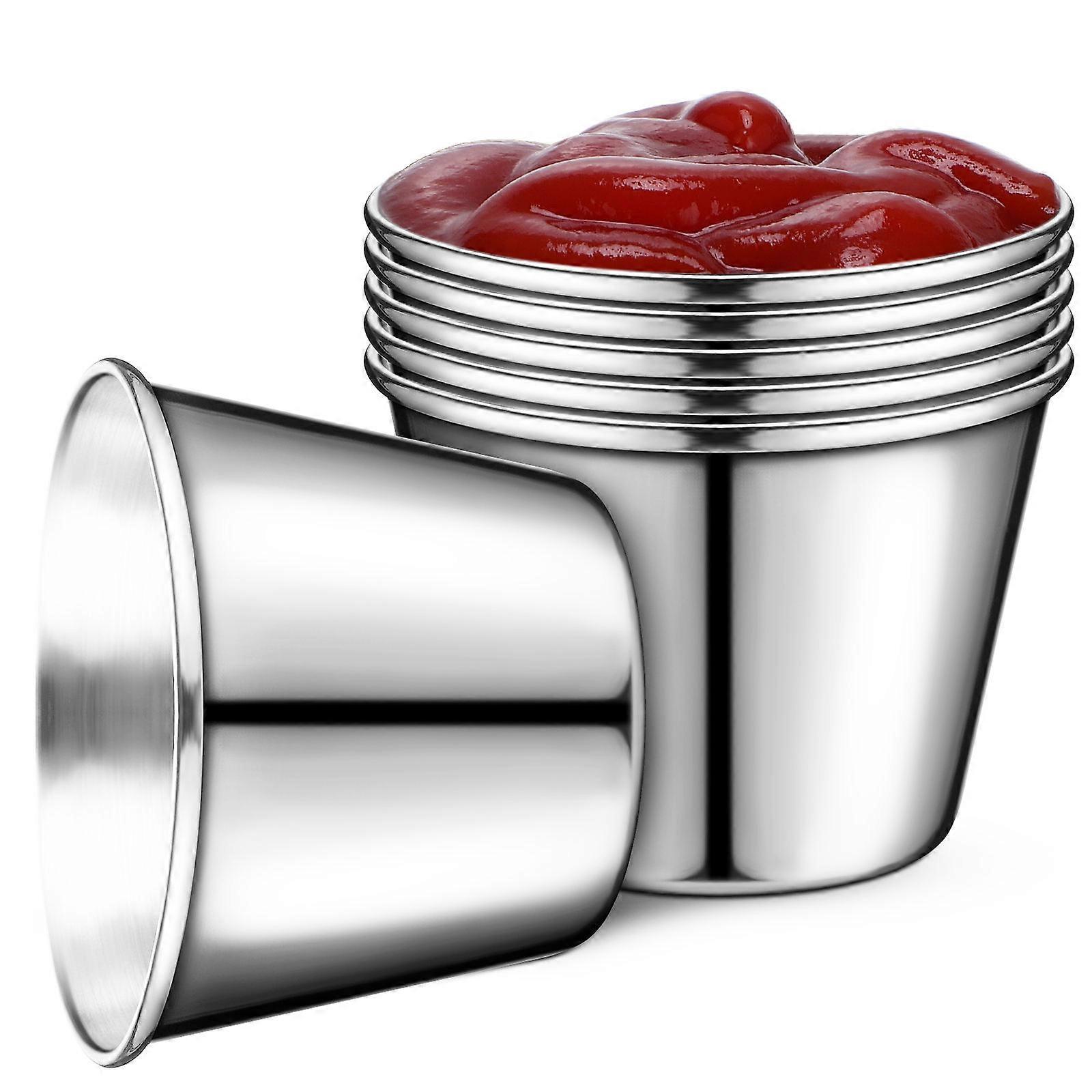 6pcs Stainless Steel Sauce Cups for Picnics & Kitchen Use – Compact Condiment Containers for Ketchup, Vinegar & Grill Sauces Storage
