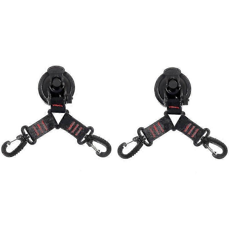 Yaju heavy duty suction cup anchor with securing hooks tie down, multi-purpose camping tarp accessory as car side awning (2 pcs black