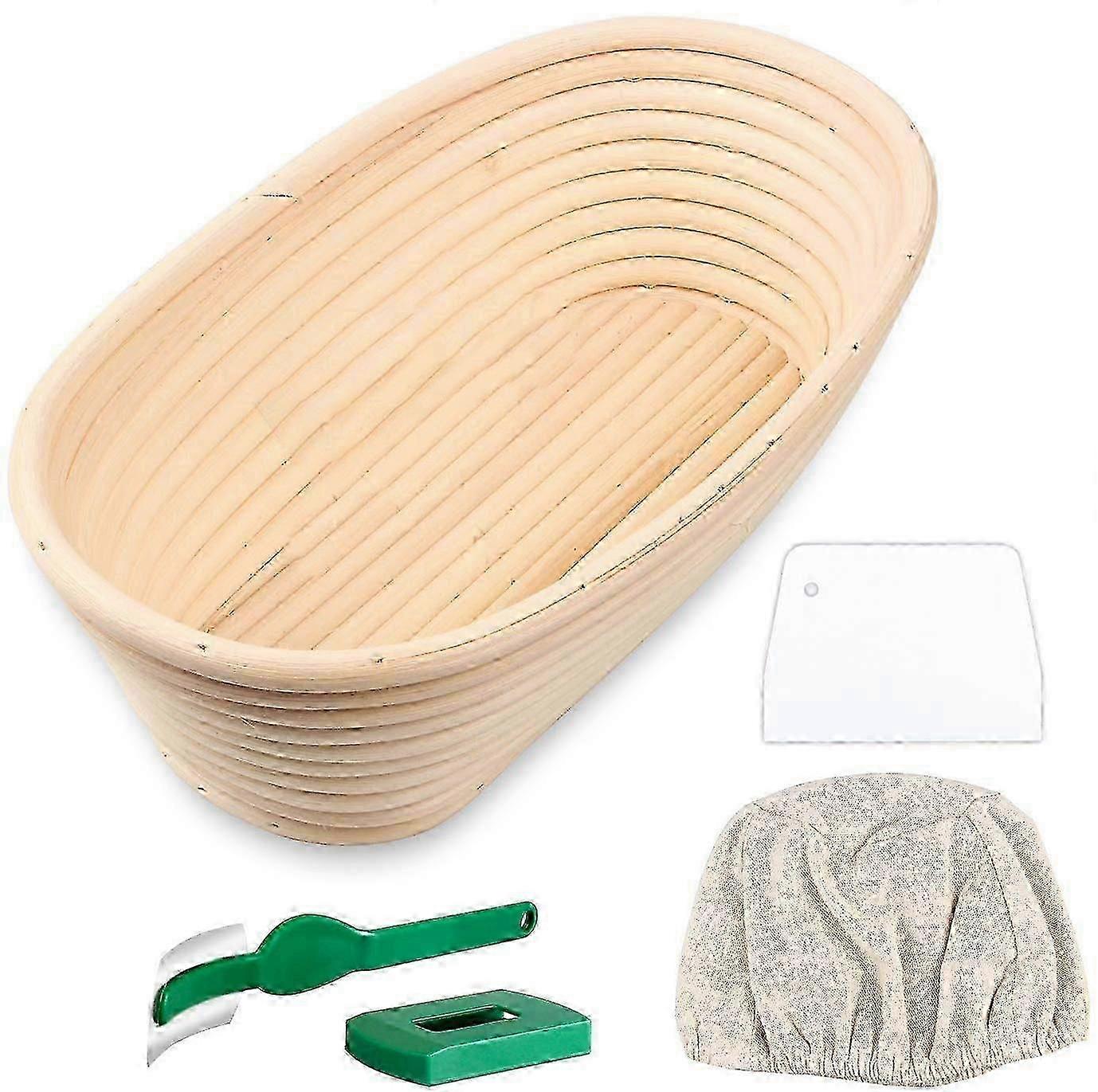 Oval Bread Proofing Basket, Handmade Banneton Bread Proofing Basket Brotform with Bread Lame, Dough