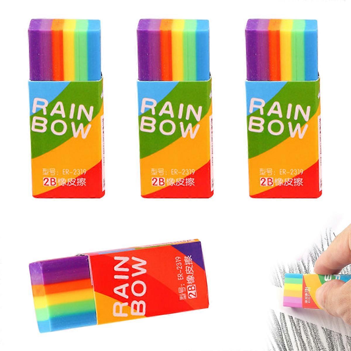 4-pack rainbow colored 2B erasers, soft erasers, erasers for school, mini erasers, erasers for art.