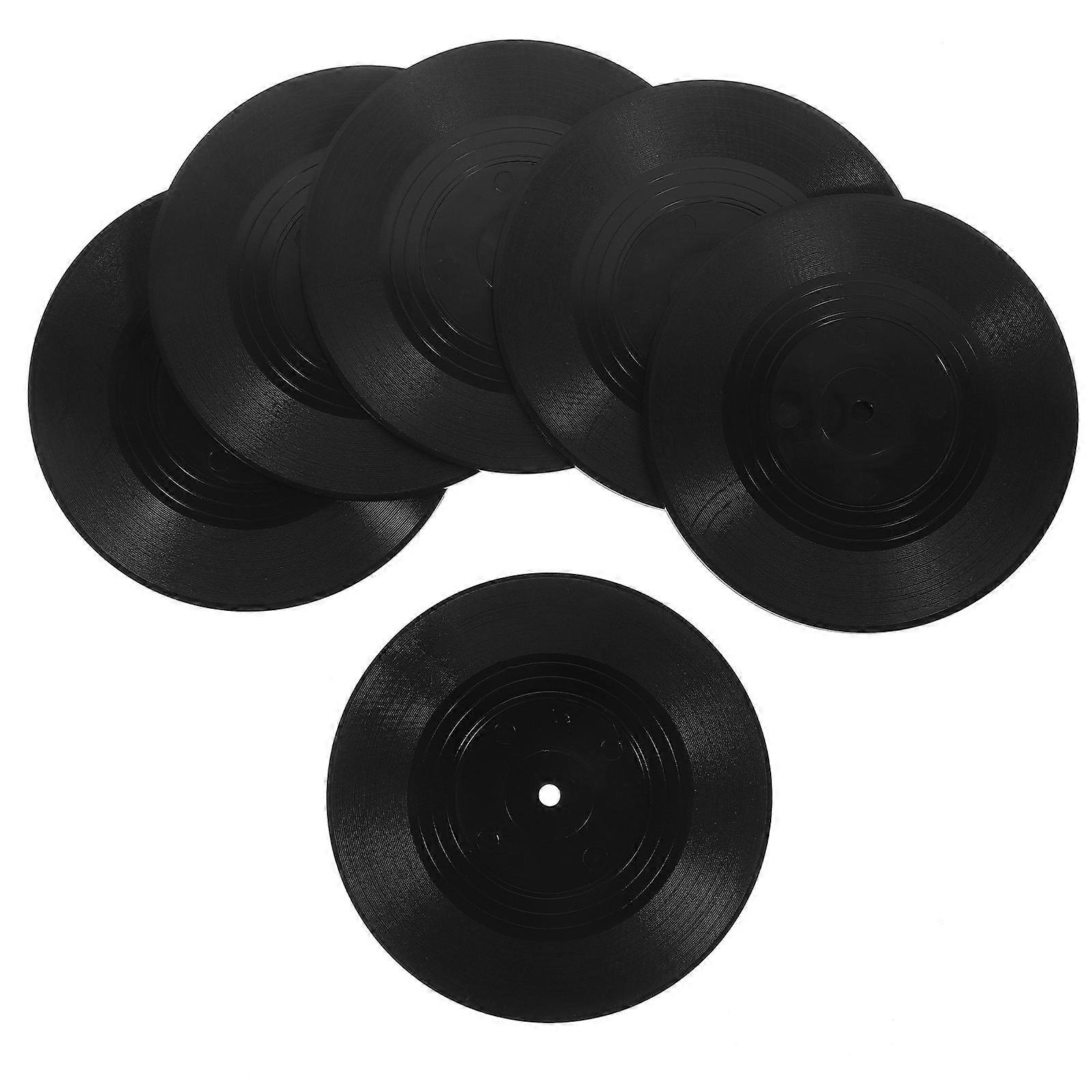 Vinyl Record Pattern Cup Pads Antiskid for Special Occasions 6Pcs