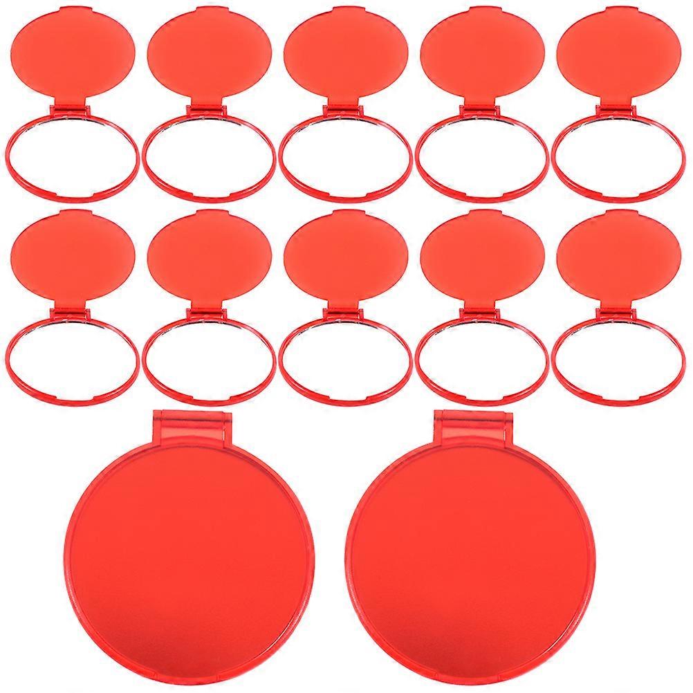 Travel Mini Mirror Portable Compact Makeup Mirror For Outdoor 7x6.5cm Red Material 12Set