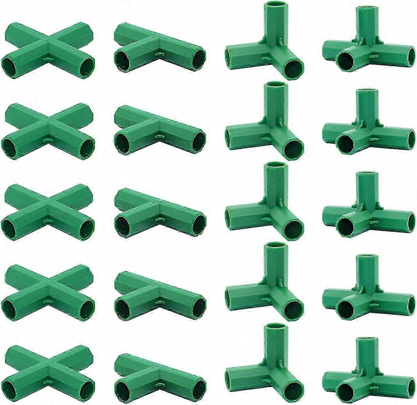 20 Pack 16mm Greenhouse Connectors - 4 Types for Frame, Grape Trellis, Sunshade & Shed Support - Durable & Stable