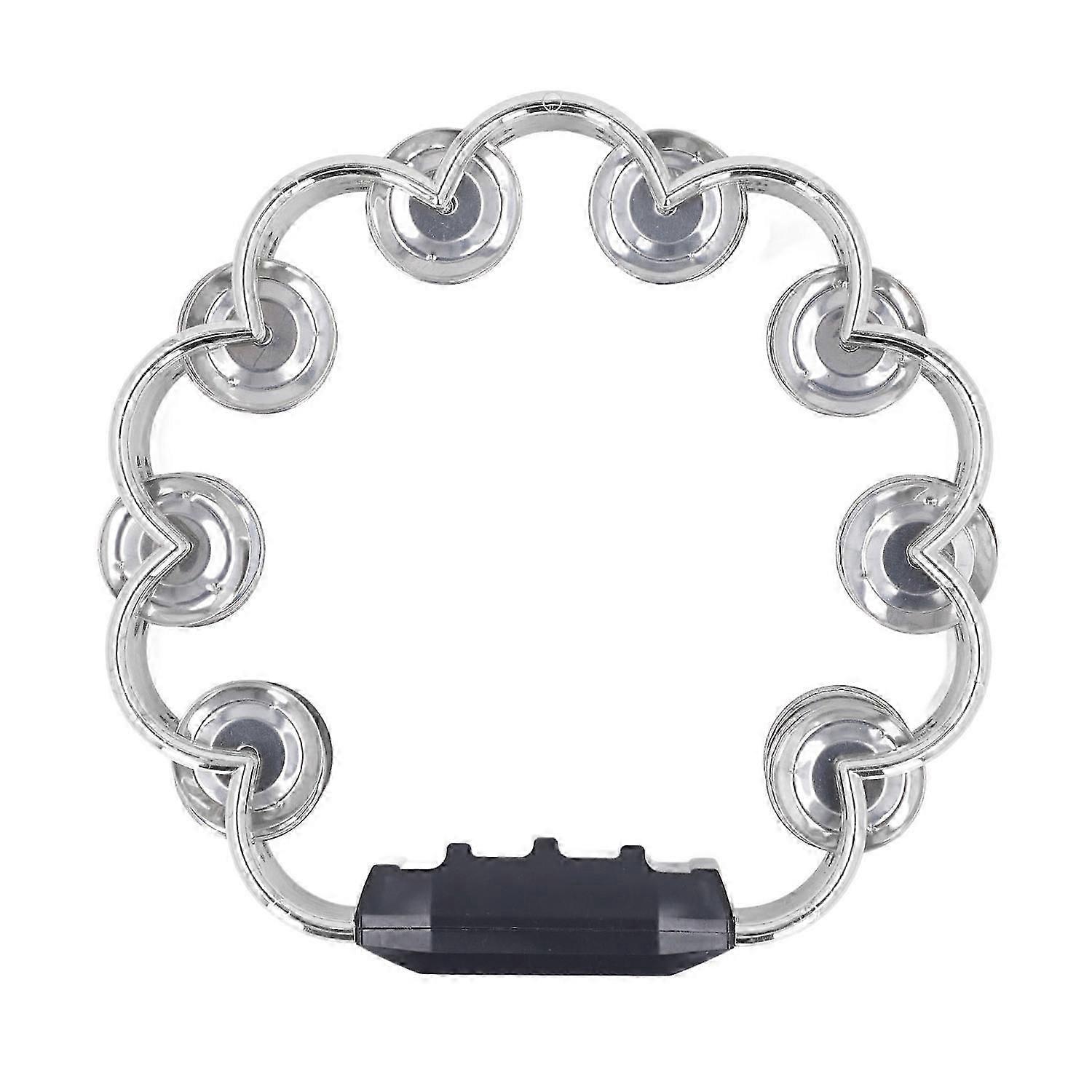 Tambourine Double Row Floral Design Percussion Jingles Hand Instrument for Party Performance Silver