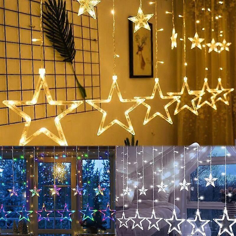 Opgraderet juledekoration Gardinlys Snor Xmas Party Window Plug In 12-stjernet juledekoration Gardinlys String Vindue Xmas Party Win