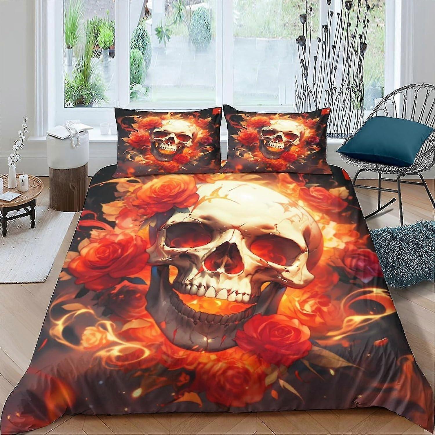 3D Printed Gothic Duvet Cover Set, Soft Microfiber 3 Pieces with Zipper Closure Bedding Set and Pillowcase Suitable for Certain Brands