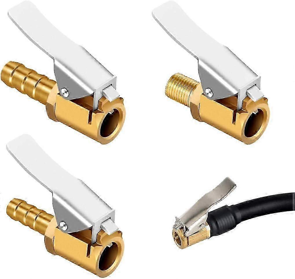 3 Pieces Brass Inflator Air Pump Clip Valve Accessories Car Tire Valve Adapter Fit Car or Truck Tires 3 Sizes 6mm 8mm Threaded Style