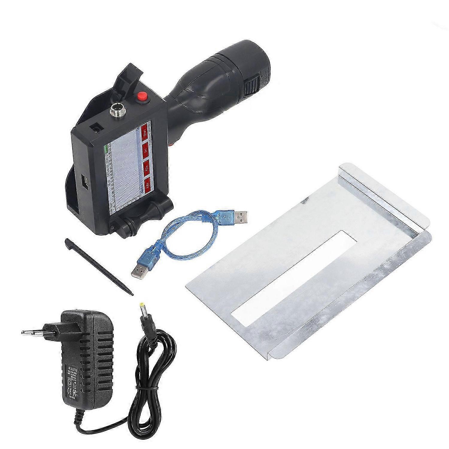 Handheld Inkjet Printer 4.3in Touchscreen 600dpi 12.7mm Printing Height Adjustable Portable Inkjet Printing Machine AC110240V EU Plug