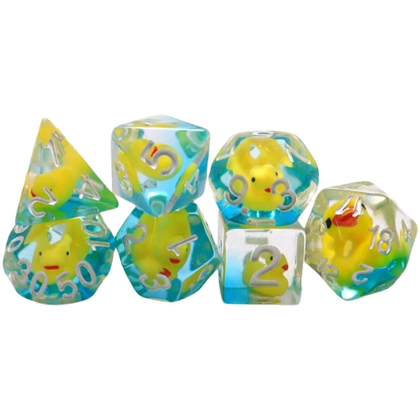 7Pcs Multi-Sided Resin Dices - Light Green Core for Tabletop Games