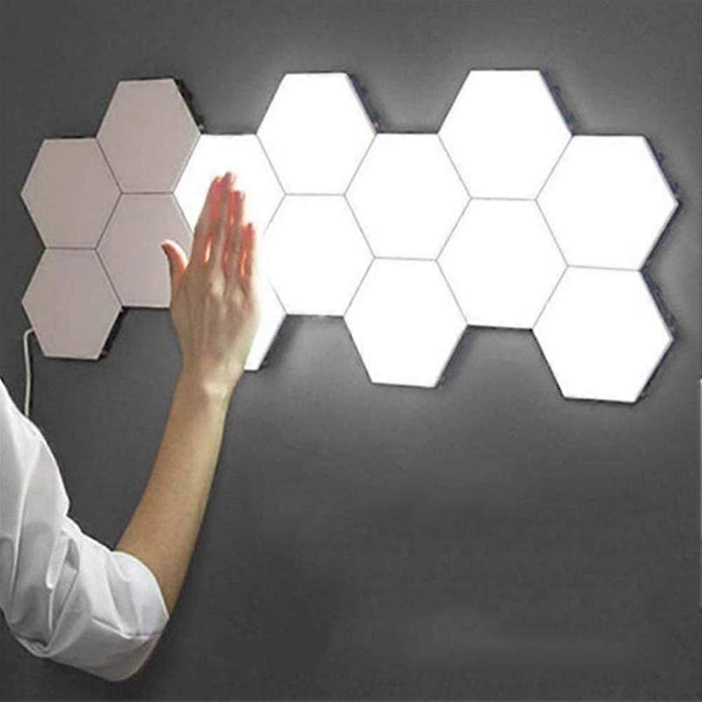 LED Smart Hexagonal Wall Lamp Panels Touch Sensitive Modular Lights Set of 3 for Interior Honeycomb Design Bright Lighting