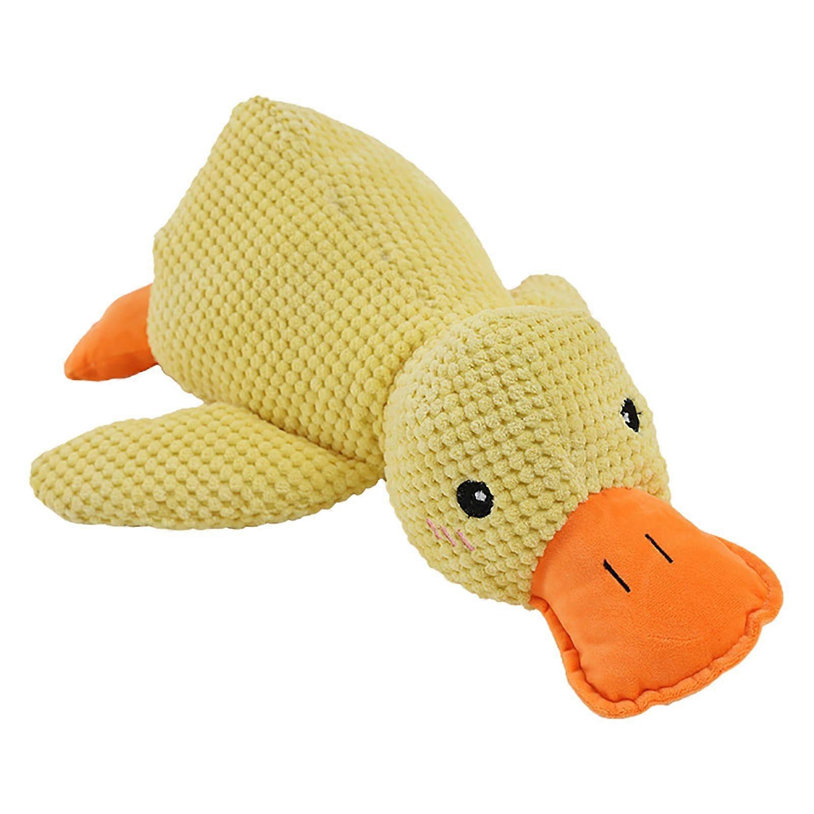 Yellow Plush Duck Dog Toy With Squeaker Bite-Resistant Durable Chew Toy Stuffed Plush Duck