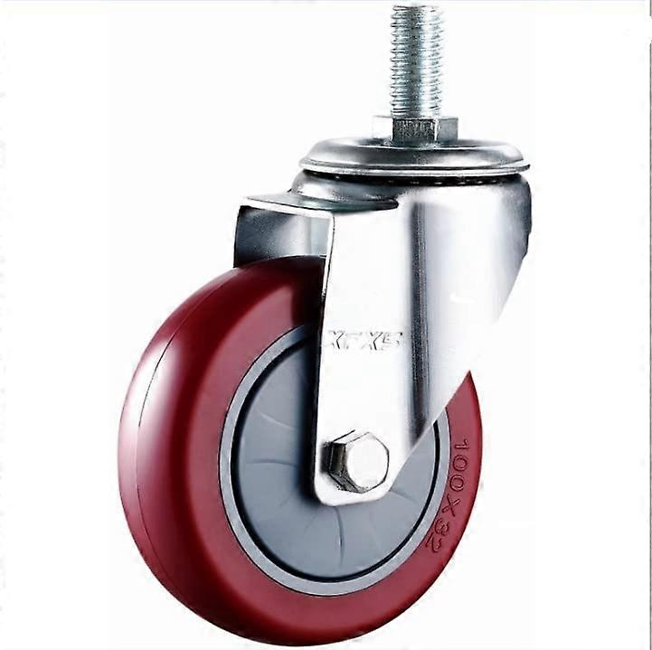 2pcs 100mm Swivel Castors with 130kg Wheels, M10 Thread Screw, Iron Brake Lock, Industrial Trolley Castors