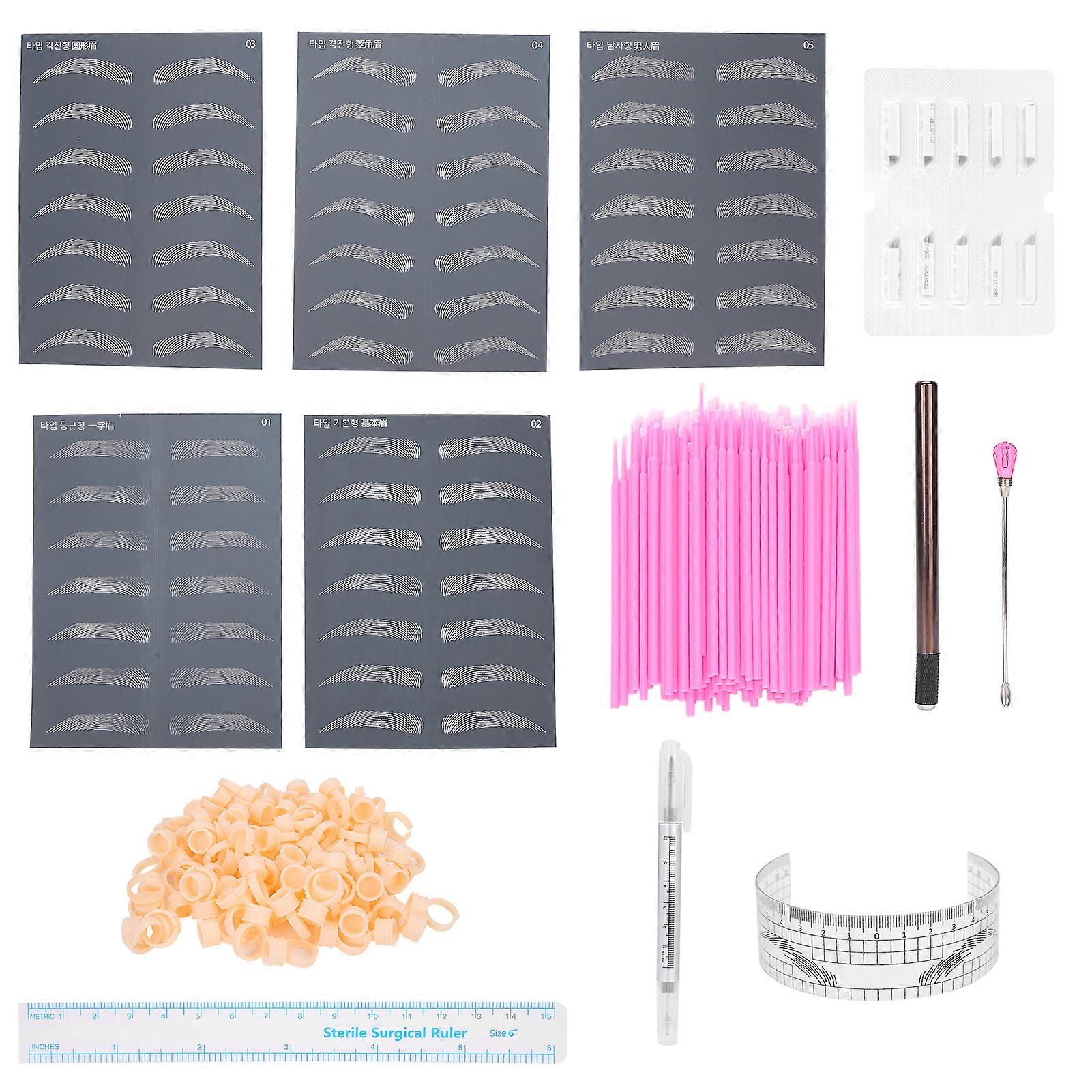 Microblading Kit Eyebrow Practice Skin Microblading Pen Needle Ring Cup Accessory Set