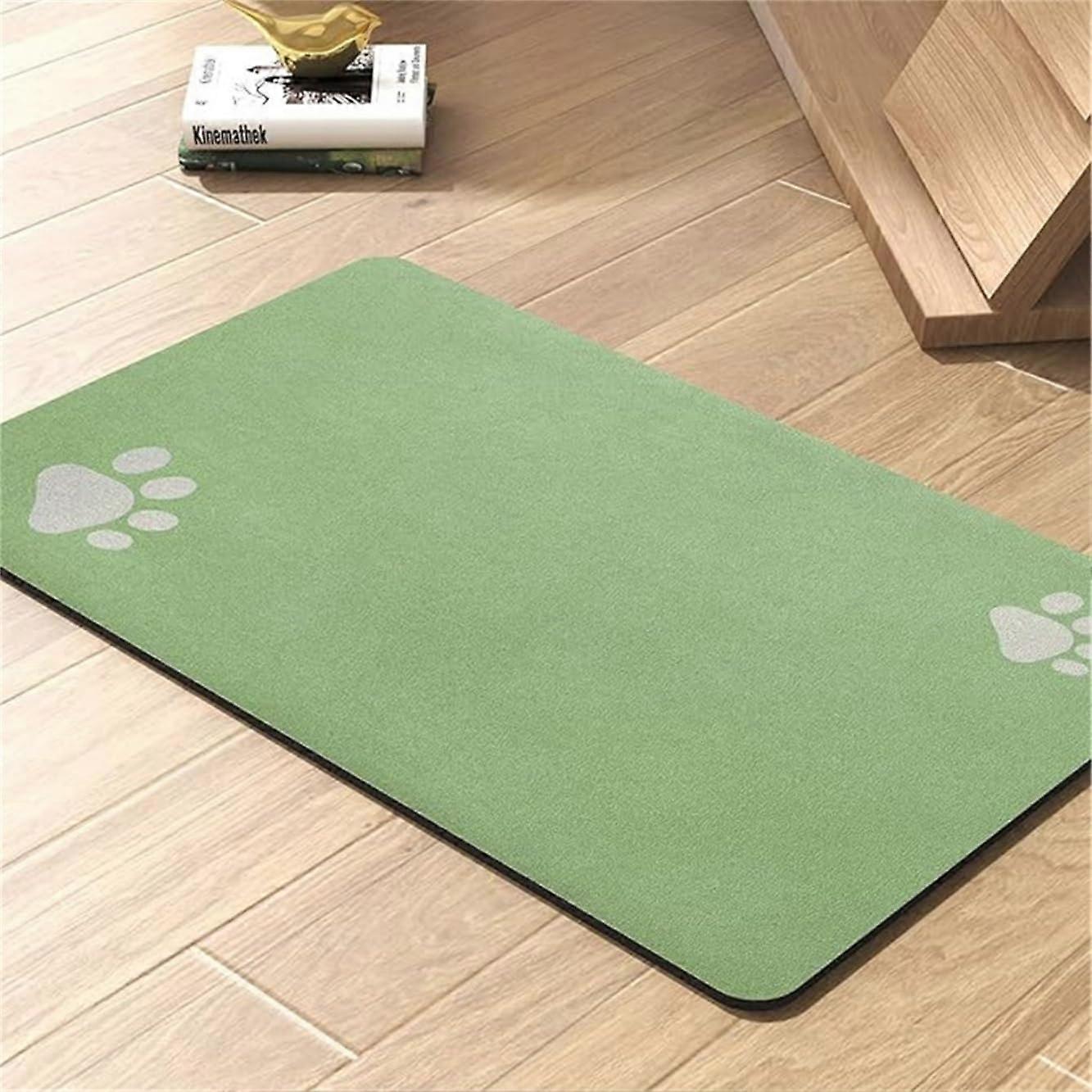 Pet Feeding Mat, Absorbent Non-Slip Stain Resistant, Quick Dry Rubber Back for Dogs and Cats, Green 40x60 cm