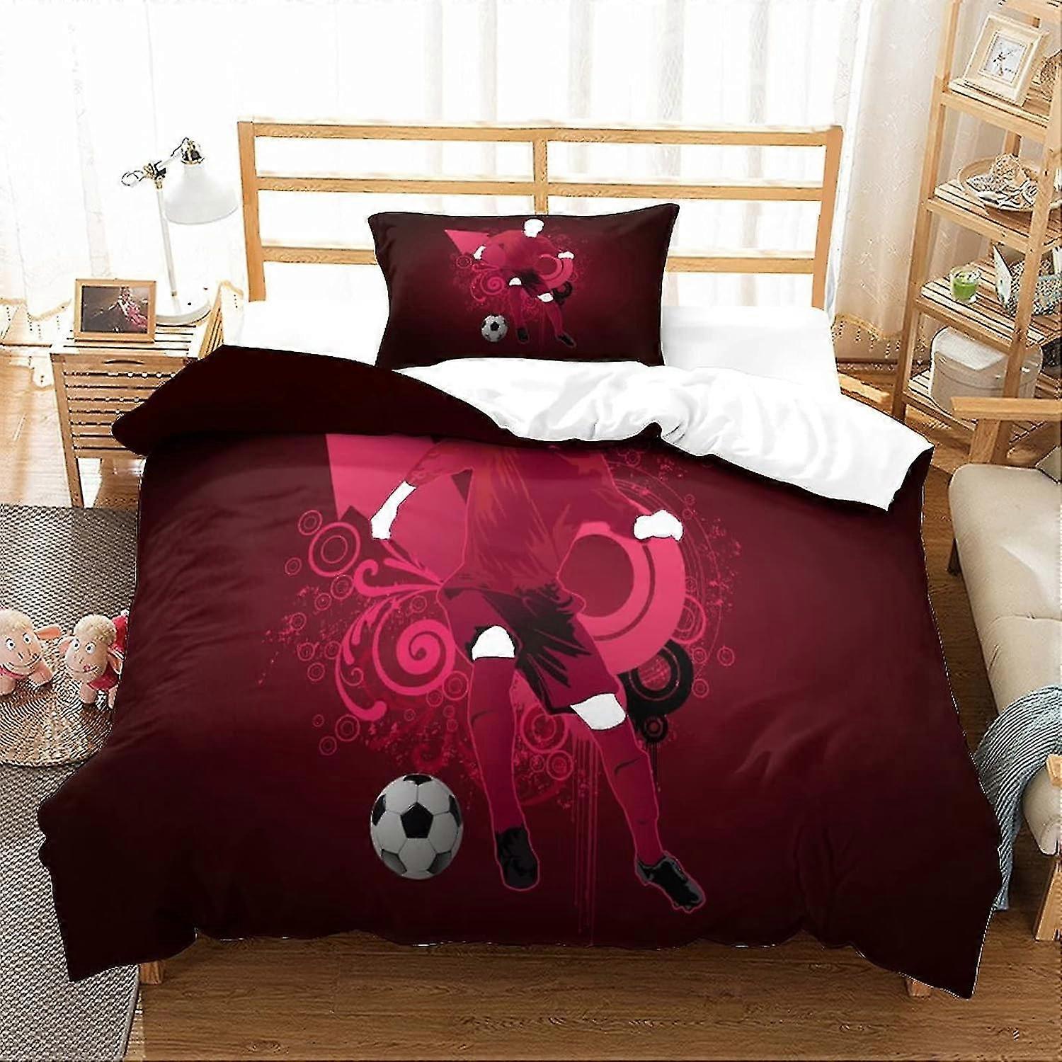 Conjuntos de capa de edredom de anime com tema de futebol para roupas de cama infantis, capa de colcha 3D leve e respirável com fronha para adolescentes