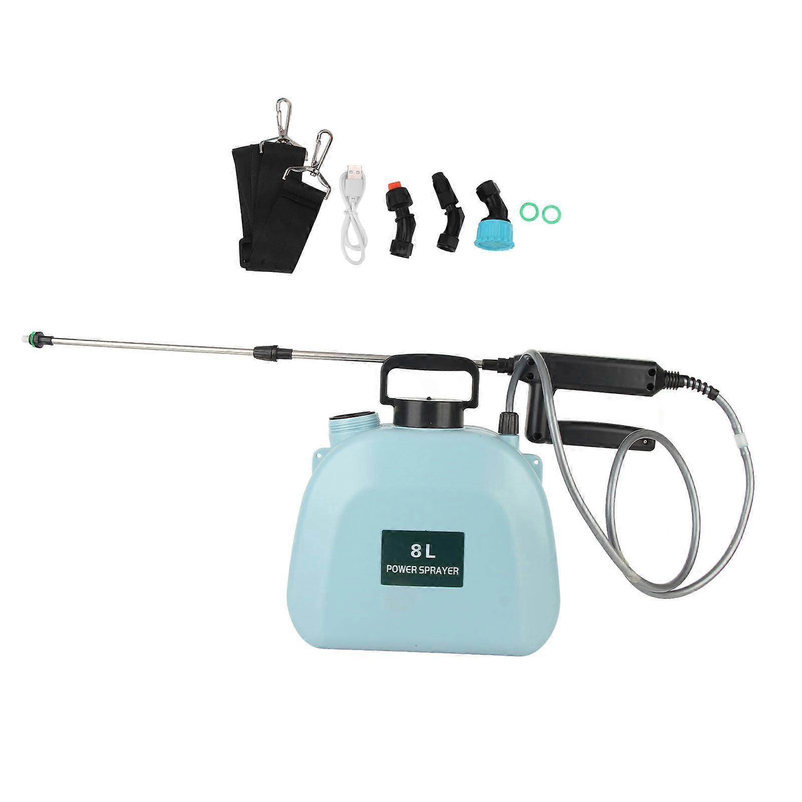8L Electric Sprayer Slip Resistant Handle 2000mAh Battery Powered Sprayer with Shoulder Strap for Household Blue