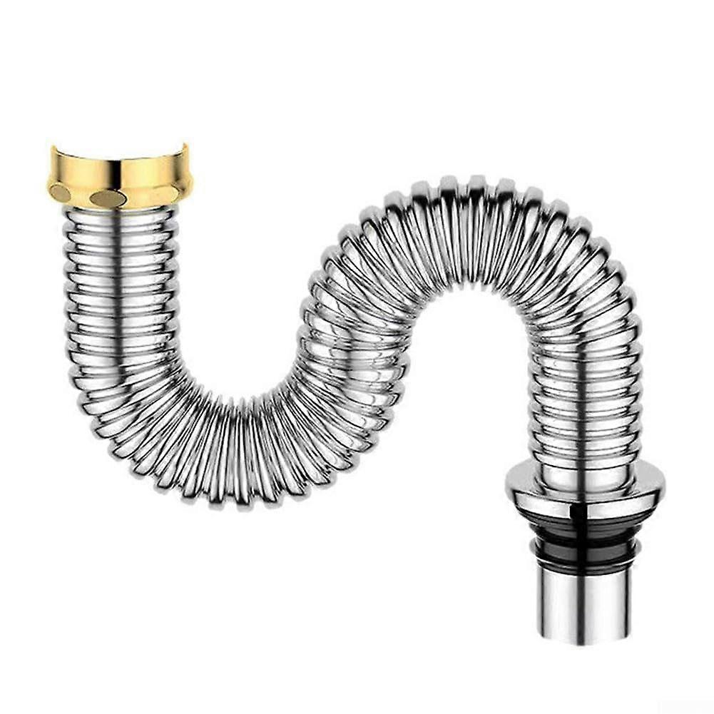 Premium Stainless Steel Drain Pipe Set With Copper Cap, 80 cm, Flexible Wastewater System, Sink Drain Pipe, Model B