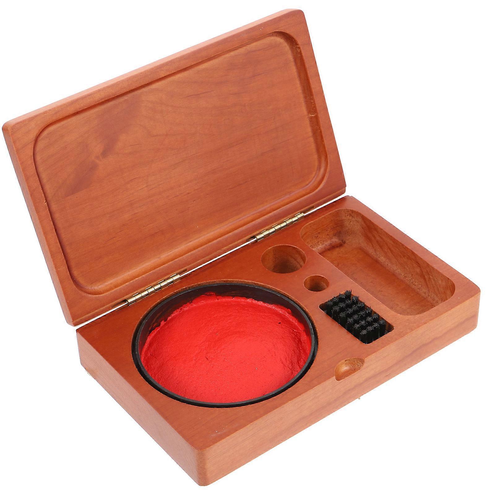 Ink Storage Case Wood Stamp Box Craft Enthusiasts Travel Friendly 16.00X10.00X3.50CM Portable 1Pcs