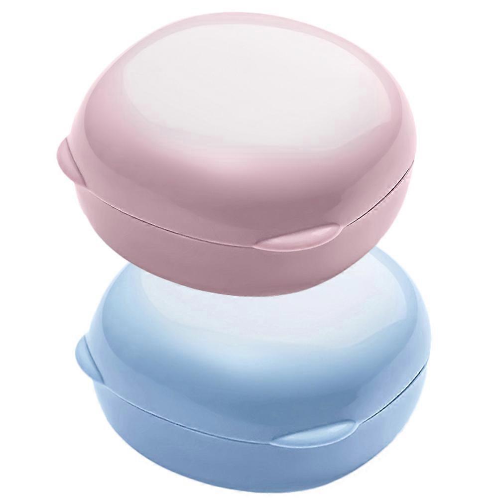 Travel Soap Case Portable Soap Container Wardrobe PE Design 8X8X5CM 2Pcs