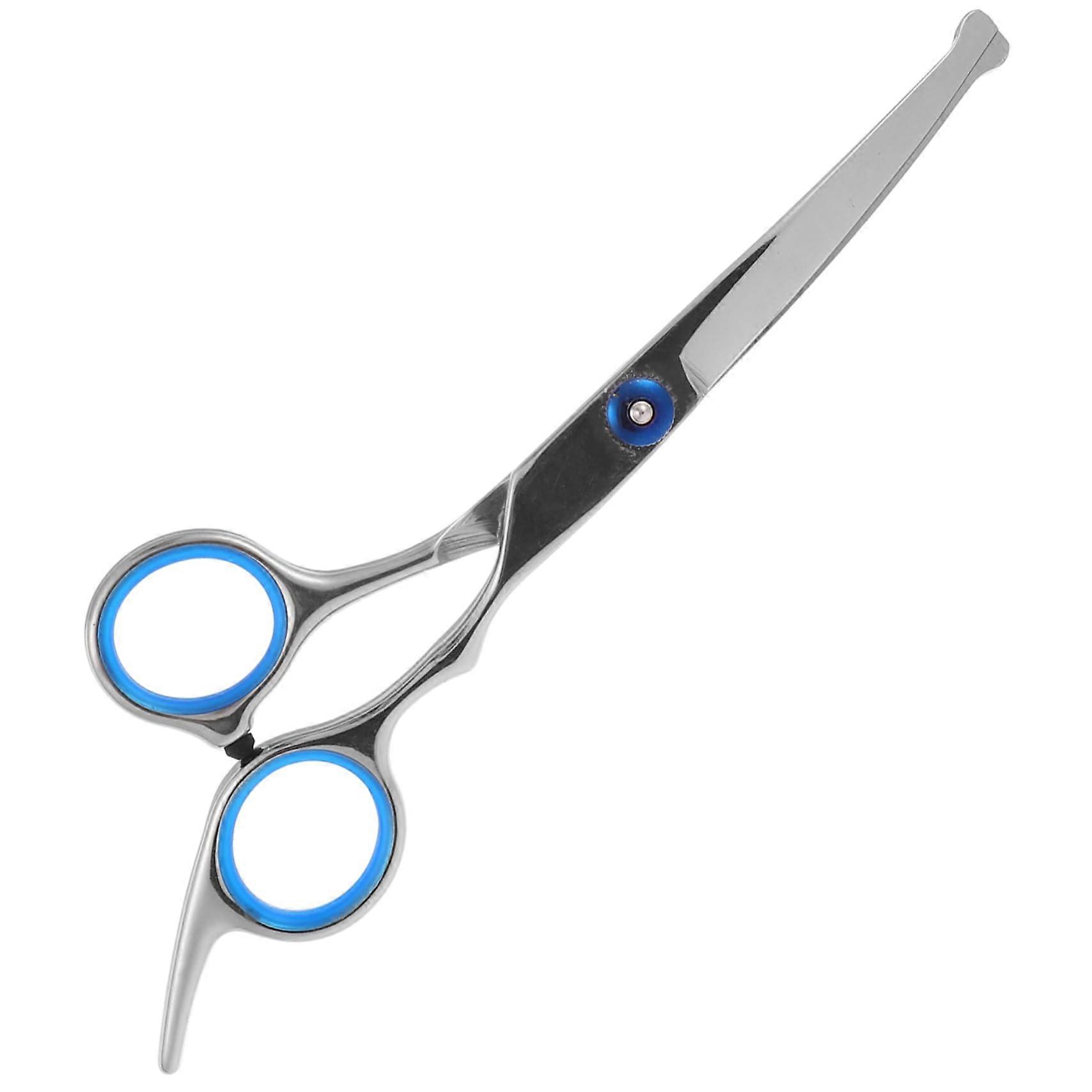 1 piece round head pet scissors for cats, rustresistant pet hair clipper, grooming scissors for pets, for faux fur care at home salon, blue