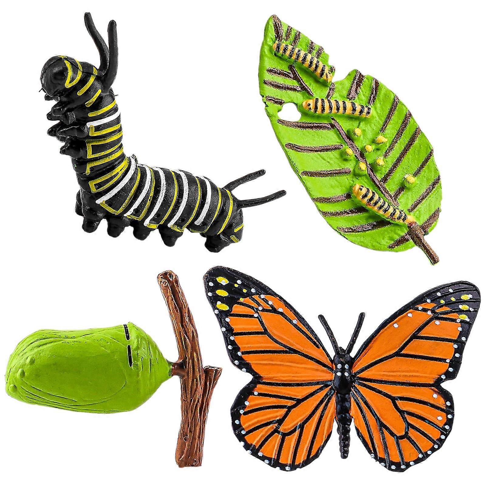 Butterfly Life Cycle Toy Figures Pack Of 4, Educational Insect Figures, Realistic Butterfly Model, Teaching Aid