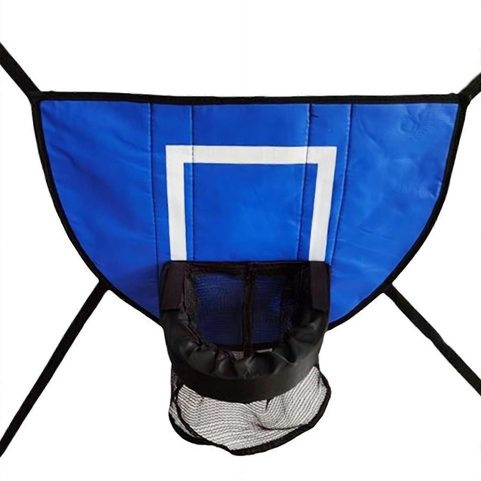 Adjustable Trampoline Basketball Hoop with Rebounder Net, Pump, Mini Hoop Balls, Blue