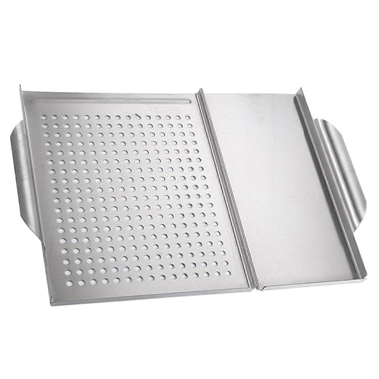 Nonstick grill plate for vegetables and meat, compatible with gas and induction grills, durable grill accessory with a fine surface.