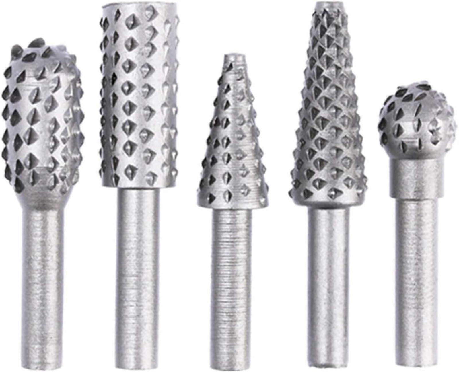 Metal rasp file, needle file set, 5piece rotary file, 1/4 inch rotary file, burr, snail sharpener, woodworking, hand tools, sturdy file (Color: B)