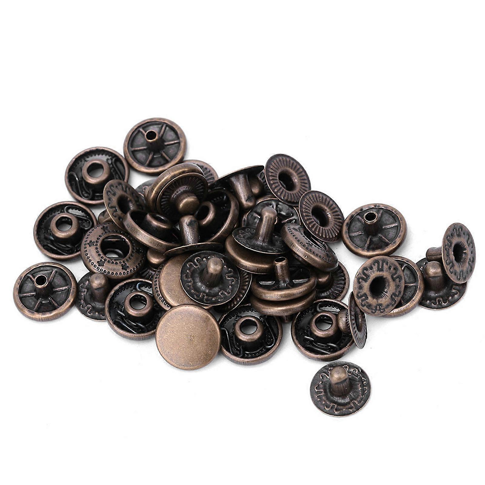 50 set Pure Brass Snap Buttons Round Button Cloth Luggage Decoration Accessories(10mm Bronze)