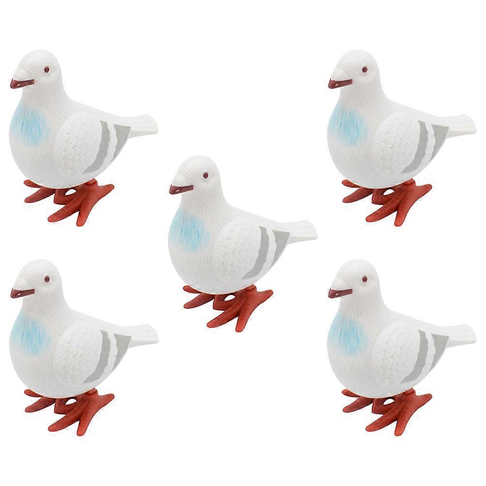 5pcs Clockwork Pigeon Interactive Simulation Toy Portable Decorative Bird Wind Up Plaything for Home