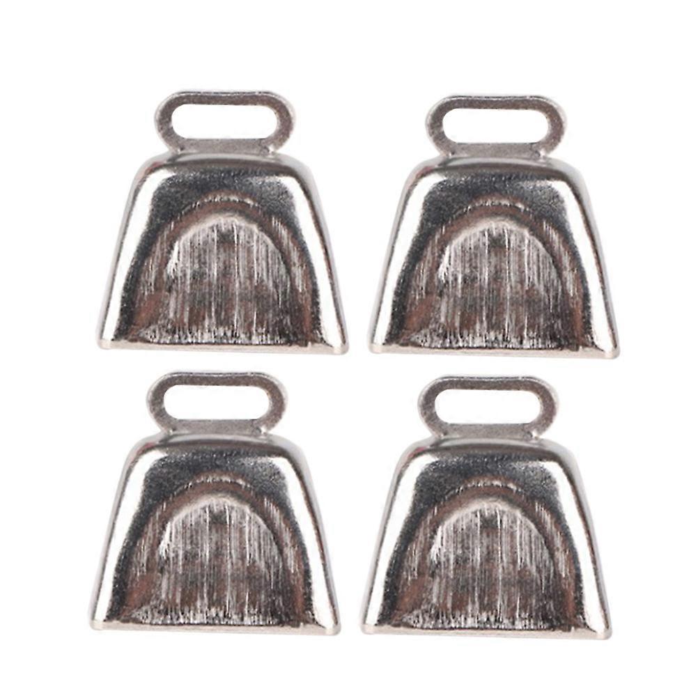 8PC Square Shape Cowbells Noisemaker with Handle for Outdoor Football Games Weddings and Birthday Parties (Silver)