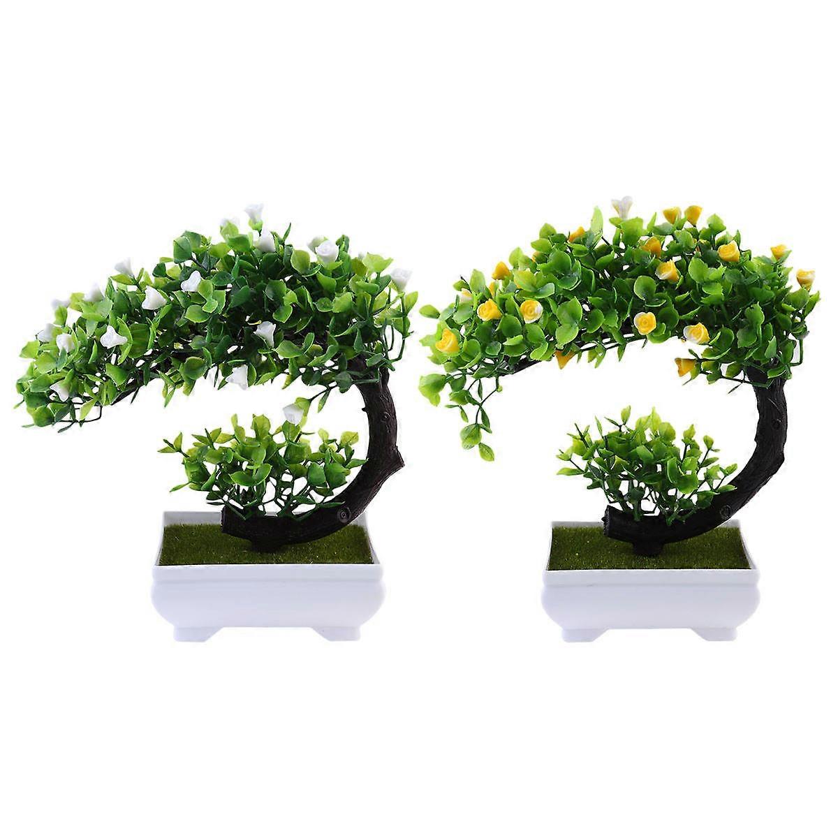Artificial Tree Bonsai Home Decor Plastic Green Plants for Decor Use 2 Pcs